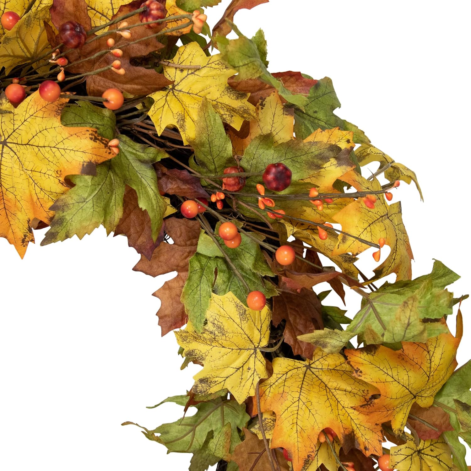 Northlight Berries and Twigs Artificial Thanksgiving Wreath Yellow 30-Inch