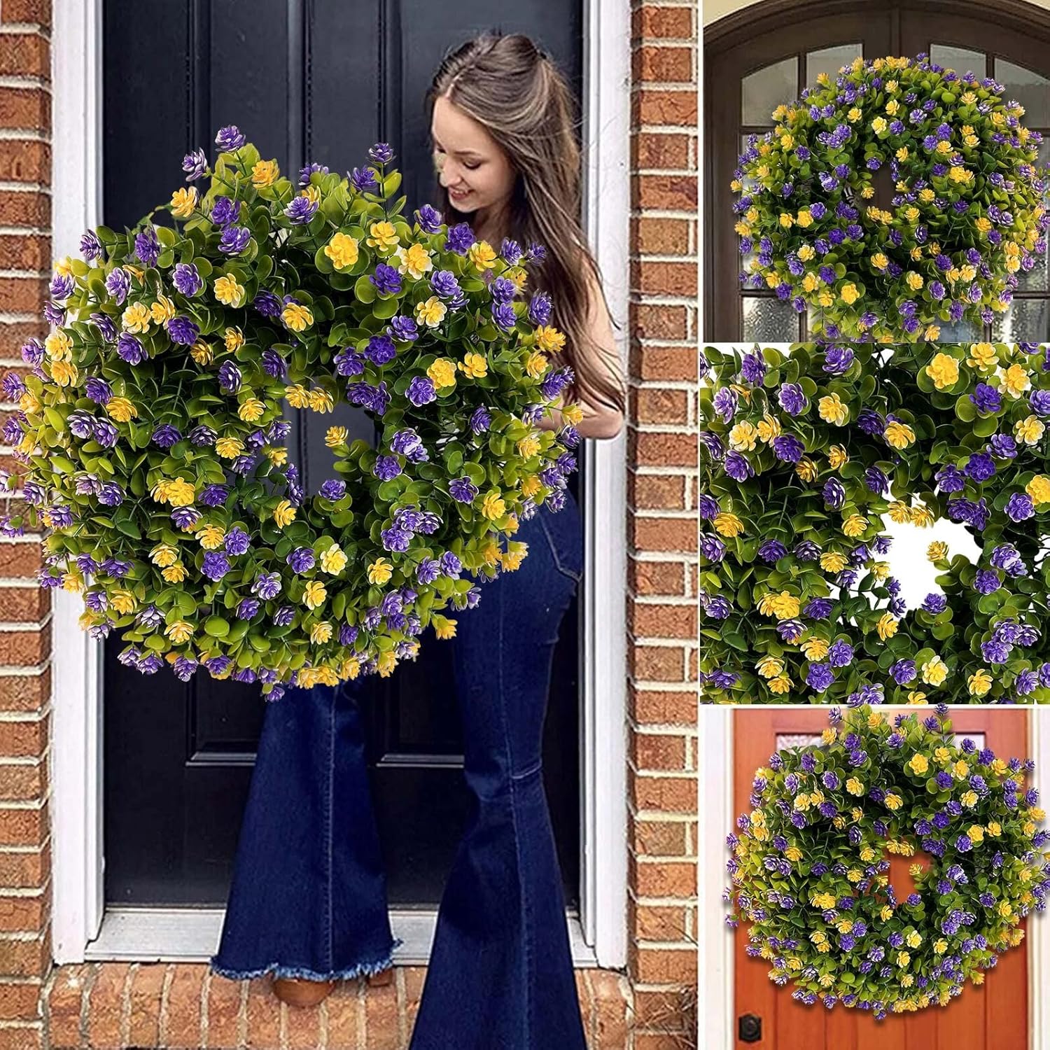 Cakina Spring Summer Purple Yellow Wreath Set