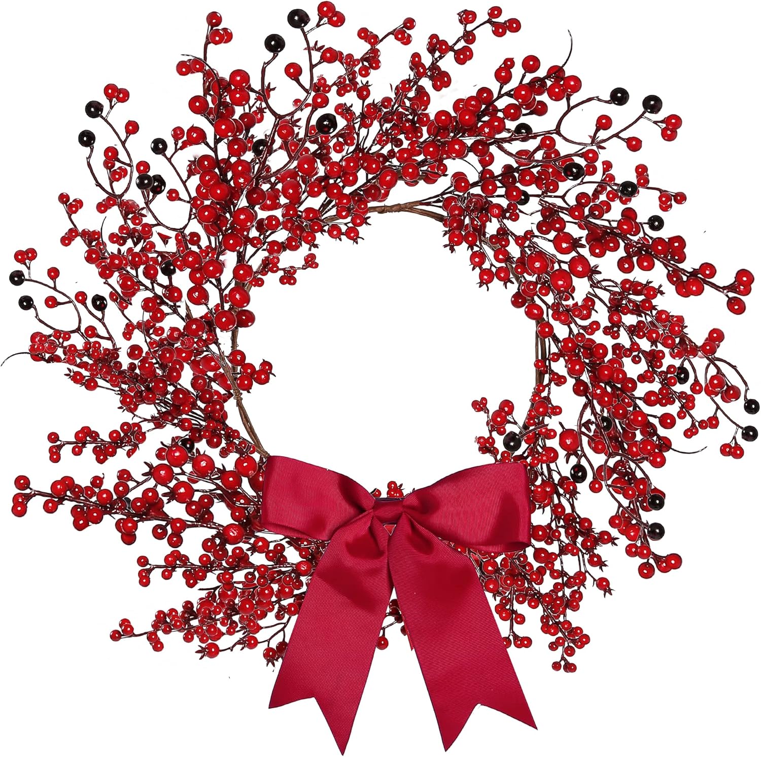 Sggvecsy 18 Inch Artificial Christmas Wreath with Bowknot