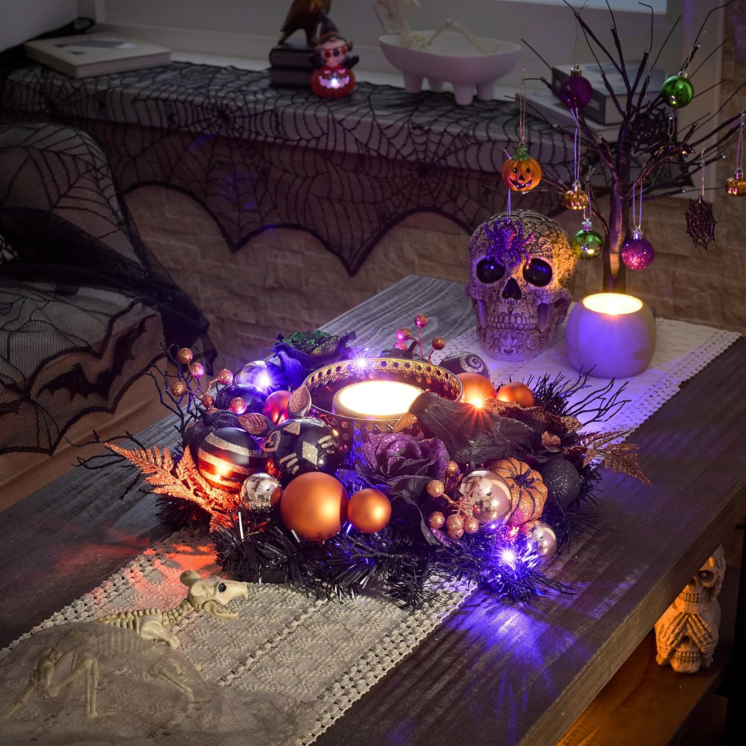 Valery Madelyn 26 Inch Halloween Wreath with Lights