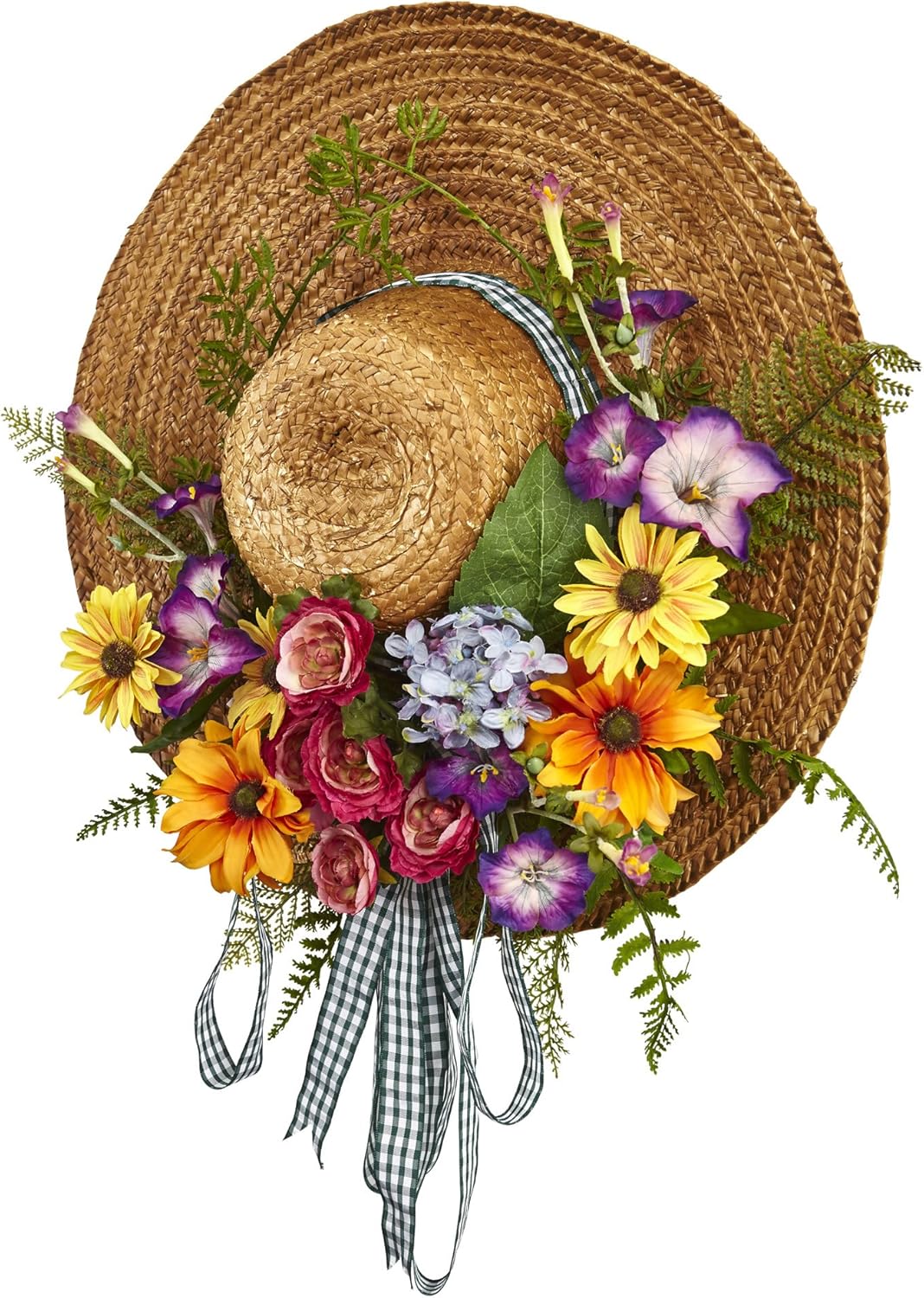 Nearly Natural 4587 18 Inch Mixed Flower Hat Wreath