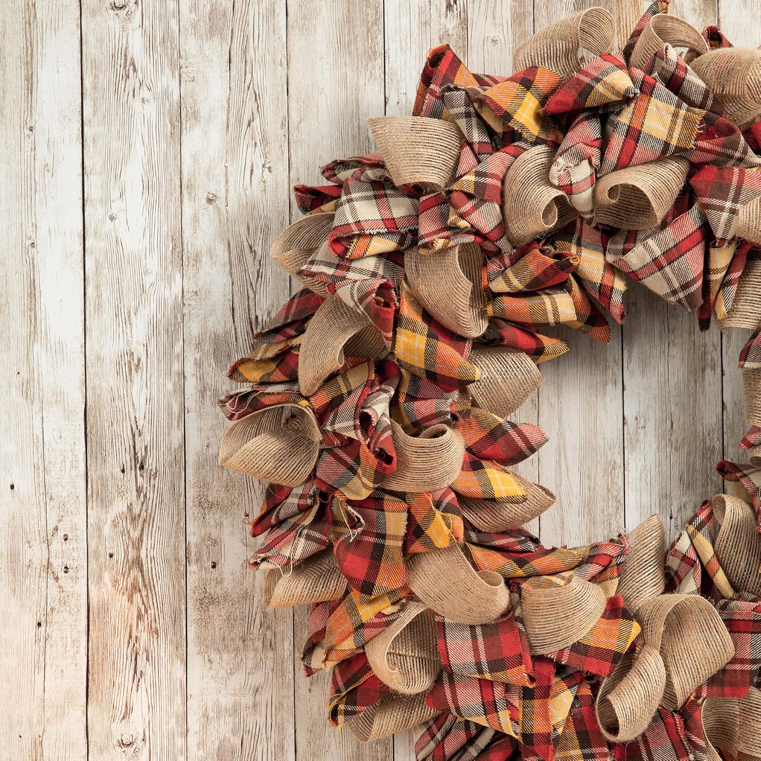 Glitzhome 185 Inch Fall Plaid Fabric Wreath
