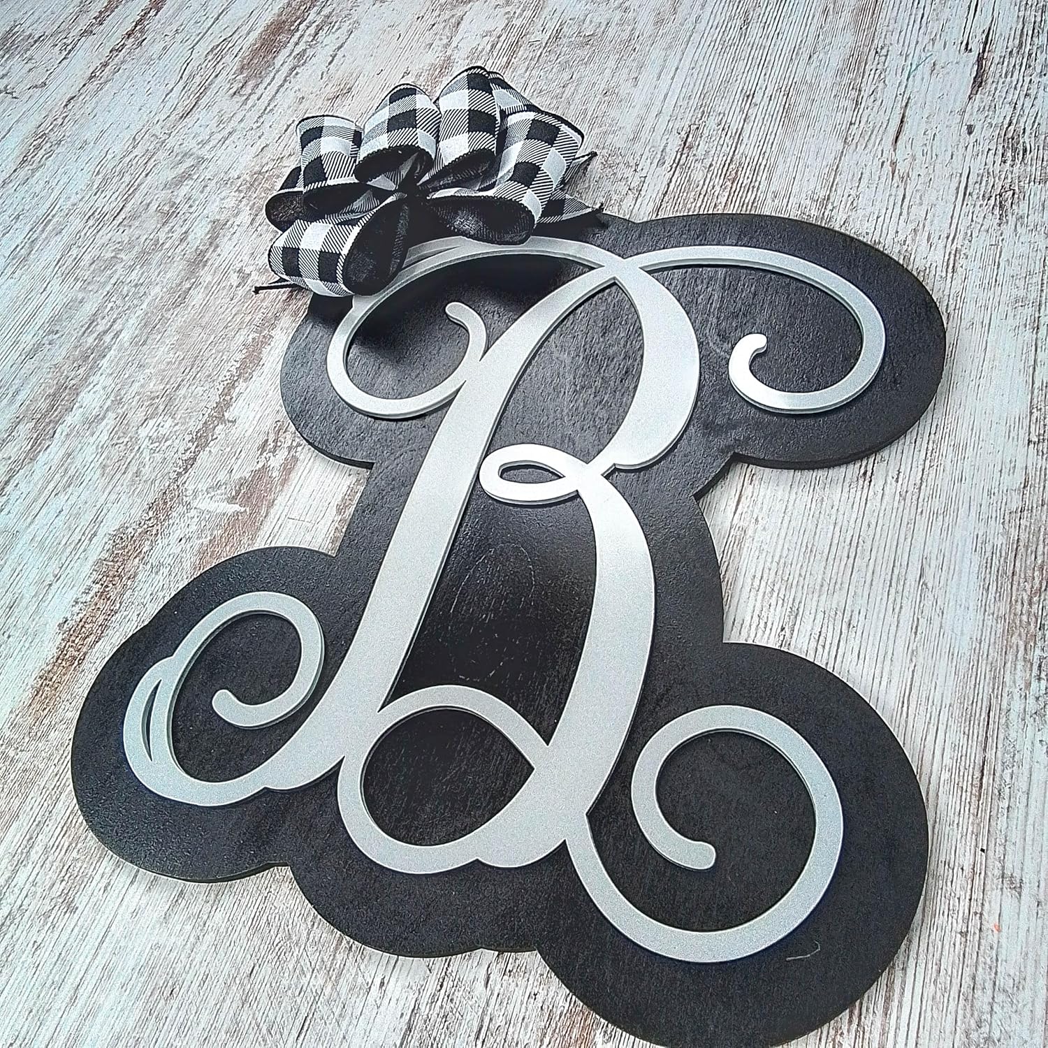 Monogrammed Birthday Wreath with Bow - Custom Letters