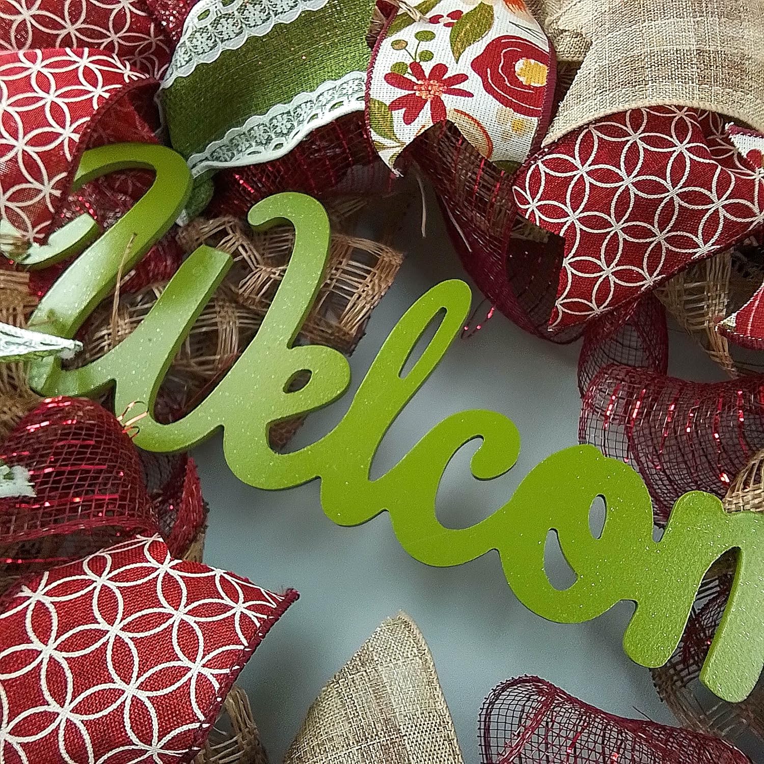 Elegant Burgundy Welcome Wreath for Front Door